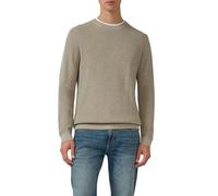 Strickpullover S.OLIVER, Herren, Gr. XXL, beige (dk beige), Strick, Obermaterial: 100% Baumwolle, unifarben, casual, normal hüftbedeckend, Rundhals, Langarm Bündchen, Pullover, langarm, Grob-Strick (6