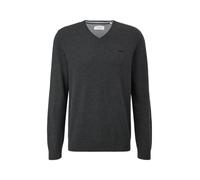 Strickpullover S.OLIVER Gr. L, grau (grey) Herren Pullover Sweatshirts in melierter Optik mit Logo-Stickerei (33667566-L)