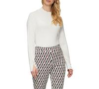 s.Oliver BLACK LABEL Regular Fit Langarmshirt mit Schlitz am Ärmel in Offwhite, Größe 40