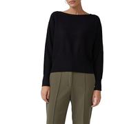 Strickpullover S.OLIVER BLACK LABEL, Damen, Gr. 48, schwarz, Strick, Obermaterial: 71% Viskose, 29% Polyester, unifarben, casual, regular fit taillenbedeckt, U-Boot-Ausschnitt, Langarm Rippbündchen, P