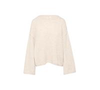 Strickpullover S.OLIVER Gr. 40, light beige melange, Damen, Strick, Obermaterial: 76% Polyester, 16% Polyamid, 8% Wolle, meliert, Pullover, mit weiten Ärmeln (97617120-40) light beige melange