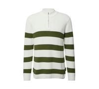 Gestreifter Baumwoll-Strickpullover mit Troyer-Kragen L olive|creme 2174327.79G1.L