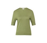 Strickpullover S.OLIVER, Damen, Gr. 44, khaki, Feinstrick, Obermaterial: 100% Baumwolle, unifarben, normal hüftbedeckend, Rundhals, Flachstrickbündchen, Pullover Strickpullover, Halbarm-Strick mit Vis