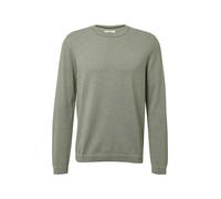 s.Oliver Strickpullover Fein gestreift Crew Neck abgesetzte Bündchen Gr. L Olive/Weiß