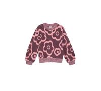 Strickpullover S.OLIVER JUNIOR, Mädchen, Gr. 140, rosa (burgundy), Strick, Obermaterial: 55% Viskose, 45% Polyamid, bedruckt, bequem hüftbedeckend, Rundhals, Bündchen, Pullover Strickpullover, mit flo