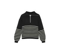 s.Oliver Strickpullover - weich mit hohem Troyer-Kragen - schwarz/creme - 146/152