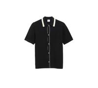 Strukturiertes Strick-Polo mit Knopfleiste 170/176 schwarz 2181077.9999.170_176