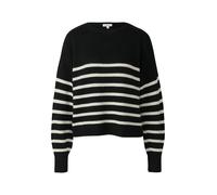Gestreifter Strickpullover aus Wollmix mit Ripp-Details 40 schwarz 2168003.99X0.40