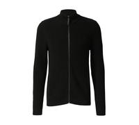 Strickjacke S.OLIVER, Herren, Gr. M, schwarz, Strick, Obermaterial: 100% Baumwolle, unifarben, normal hüftbedeckend, Rundhals, Bündchen, Strickjacken, mit Stehkragen und Reißverschluss (68889617-M) sc