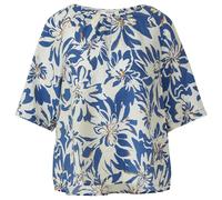 Strukturierte Bluse aus Viskosemix mit Raffung 42 creme|blau|mehrfarbig 2168772.02A1.42