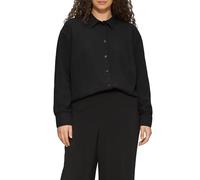 Strukturierte Hemdbluse mit Raffung 38 schwarz 2156347.9999.38