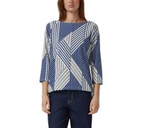 Strukturierte Shirt-Bluse mit U-Boot-Ausschnitt 44 blau|mehrfarbig 2174368.55A1.44