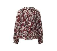 Langarmbluse S.OLIVER, Damen, Gr. 44, schwarz merlot aop, Web, Obermaterial: 84% Viskose, 16% Polyamid, bedruckt, bequem hüftbedeckend, V-Ausschnitt, elastischer Bund, Blusen, mit floralen Muster (448