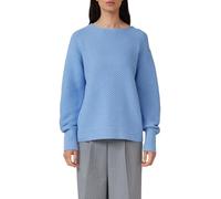 Strickpullover S.OLIVER, Damen, Gr. 40, powder blau, Strick, Obermaterial: 60% Baumwolle, 40% Polyacryl, unifarben, weit hüftbedeckend, Rundhals, Flachstrickbündchen, Pullover, mit Strick-Muster und R
