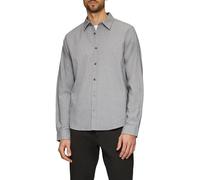 Langarmhemd S.OLIVER, Herren, Gr. L, N-Gr, blau, Obermaterial: 78% Baumwolle, 20% Elasthan, 2% Polyester, unifarben, casual, regular fit taillenbedeckt, Langarm Manschette, Hemden, aus Seersucker (528
