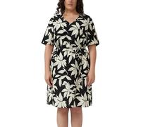 Strukturiertes Kleid mit Gürtel 50 schwarz|creme 2181341.99A2.50