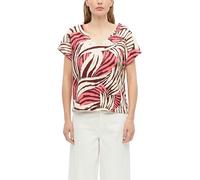 s.Oliver T-Shirt Strukturiertes V-Neck im Relaxed Fit, Allover-Muster, Pink/Mehrfarbig, Gr. 44