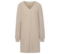 Sweatkleid S.OLIVER, Damen, Gr. 48/50, N-Gr, beige (creme), Rippware, Obermaterial: 100% Baumwolle, unifarben, Basic, bequem ca. Mitte Oberschenkel, V-Ausschnitt, Bündchen, Kleider Sweatkleid, Langarm