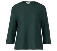 Sweater S.OLIVER, Damen, Gr. 38, grün (bottle grün), Sweatware, Obermaterial: 65% Polyester, 35% Viskose, gestreift, casual, regular fit taillenbedeckt, Rundhals, Langarm gerader Abschluss, Sweatshirt