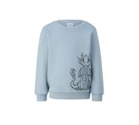 Sweatshirt S.OLIVER JUNIOR, Jungen, Gr. 104/110, blau, Sweatware, Obermaterial: 90% Baumwolle, 10% Polyester, bedruckt, normal hüftbedeckend, Rundhals, Flachstrickbündchen, Sweatshirts Sweatshirt, mit