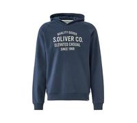 Hoodie S.OLIVER, Herren, Gr. S, blau, Sweatware, Obermaterial: 70% Baumwolle, 30% Polyester, bedruckt, regular fit normal, ohne Ausschnitt, Rippbündchen, Sweatshirts Hoodie, mit Logo Print (13482045-S