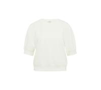 Sweatshirt S.OLIVER, Damen, Gr. 46, weiß (sanftes weiß), Obermaterial: 47% Modal, 41% Polyester, 12% Elasthan, unifarben, casual, regular fit taillenbedeckt, Rundhals, Halbarm Bündchen, Sweatshirts, m