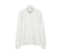 Sweater S.OLIVER, Herren, Gr. M, ecru, Sweatware, Obermaterial: 100% Baumwolle, unifarben, bequem hüftbedeckend, Rundhals, Bündchen, Sweatshirts Sweater, mit Troyer-Kragen / Eingrifftaschen (78625429-