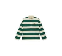 Sweatshirt S.OLIVER JUNIOR, Jungen, Gr. 134/140, ecru grün, Sweatware, Obermaterial: 90% Baumwolle, 10% Polyester, bedruckt, gestreift, regular fit normal, ohne Ausschnitt, gerader Abschluss, Sweatshi
