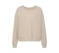 Sweatshirt S.OLIVER, Damen, Gr. 32/34, beige (creme), Rippware, Obermaterial: 100% Baumwolle, unifarben, Basic, bequem hüftlang, Rundhals, Rippbündchen, Sweatshirts Sweatshirt, aus Ripp-Qualität mit ü