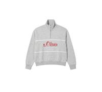 s.Oliver Sweatshirt X Heidi Klum Troyer, Troyer-Kragen, Logo-Print, meliert, Damen Gr. 36 mid grau