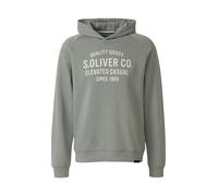 Hoodie S.OLIVER, Herren, Gr. M, mid grau, Sweatware, Obermaterial: 70% Baumwolle, 30% Polyester, bedruckt, regular fit normal, ohne Ausschnitt, Rippbündchen, Sweatshirts Hoodie, mit Logo Print (915069