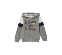 Sweatshirt S.OLIVER JUNIOR, Jungen, Gr. 140, grau (grau melange), Sweatware, Obermaterial: 81% Baumwolle, 10% Viskose, 9% Polyester, bedruckt, meliert, regular fit normal, ohne Ausschnitt, Rippbündche