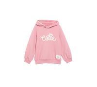 Kapuzensweatshirt S.OLIVER JUNIOR, Mädchen, Gr. 104/110, rosa (schwarz rose), Sweatware, Obermaterial: 95% Baumwolle, 5% Elasthan, bestickt, bequem hüftbedeckend, Rundhals, Flachstrickbündchen, Sweats