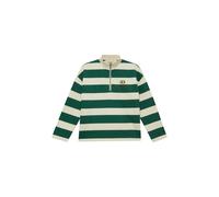 Sweatshirt S.OLIVER JUNIOR, Jungen, Gr. 158/164, ecru grün, Sweatware, Obermaterial: 90% Baumwolle, 10% Polyester, bedruckt, gestreift, regular fit normal, ohne Ausschnitt, gerader Abschluss, Sweatshi