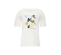 Elastisches T-Shirt mit Frontprint 42 creme