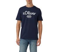 s.Oliver Herren Baumwoll-T-Shirt mit Logo-Print Dunkelblau Größe S