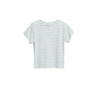 Gestreiftes Jersey-T-Shirt mit V-Ausschnitt 42 blau|creme 2178719.50G5.42