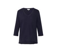 s.Oliver Jersey-T-Shirt mit Flammgarnstruktur und gerundetem Saum Blau Größe 42