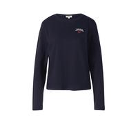 s.Oliver Damen Longsleeve verkürzt mit Stickerei Blau Größe 42