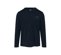 Henley-Shirt mit Flammgarnstruktur und Stickerei M blau 2156929.5978.M
