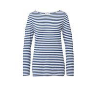 Langarmshirt S.OLIVER, Damen, Gr. 44, blau (navy stripe), Web, Obermaterial: 100% Baumwolle, gestreift, slim fit Po-bedeckend, U-Boot-Ausschnitt, gerader Abschluss, Shirts Langarmshirt, mit Streifen M