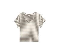 s.Oliver Damen T-Shirt - Relaxed Fit, Interlockjersey, gestreift, V-Ausschnitt