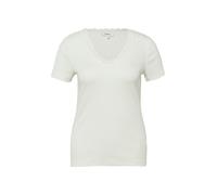 Kurzarmshirt S.OLIVER, Damen, Gr. 38, sanftes weiß, Feinripp, Obermaterial: 95% Baumwolle, 5% Elasthan, unifarben, regular fit hüftbedeckend, V-Ausschnitt, Shirts, mit V-Ausschnitt und Spitze (7973005