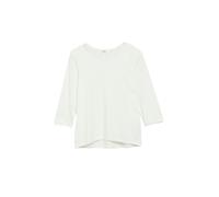 Rundhalsshirt S.OLIVER, Damen, Gr. 44, weiß (sanftes weiß), Jersey, Obermaterial: 100% Baumwolle, unifarben, lässig geschnitten hüftbedeckend, Rundhals, abgesteppte Kante, Shirts Rundhalsshirt, 7/8-Ar