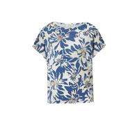 T-Shirt S.OLIVER, Damen, Gr. 36, sanftes weiß blau, Jersey, Obermaterial: 95% Viskose, 5% Elasthan, bedruckt, casual, regular fit taillenbedeckt, U-Boot-Ausschnitt, Kurzarm, Shirts, mit All-Over Print