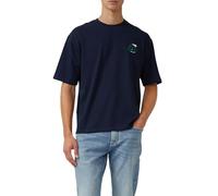 T-Shirt S.OLIVER, Damen, Gr. XL, navy, Single Jersey, Obermaterial: 100% Baumwolle, bedruckt, regular fit normal, Rundhals, Shirts T-Shirt, mit Peanuts-Artwork (22741352-XL) navy
