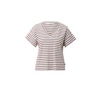 Kurzarmshirt S.OLIVER, Damen, Gr. 40, weiß (schwarz pomegranat stripe), Jersey, Obermaterial: 100% Baumwolle, gestreift, normal hüftlang, V-Ausschnitt, abgesteppte Kante, Shirts, Sommershirt in Streif