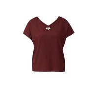 s.Oliver Strukturiertes V-Neck T-Shirt Relaxed Fit, V-Ausschnitt, Gr. 40, schwarz pomegranat