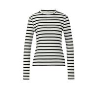 Geripptes Langarmshirt im Slim Fit 40 schwarz|creme 2176300.99G9.40