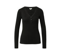 Geripptes Longsleeve mit Henleyausschnitt 40 schwarz 2172302.9999.40